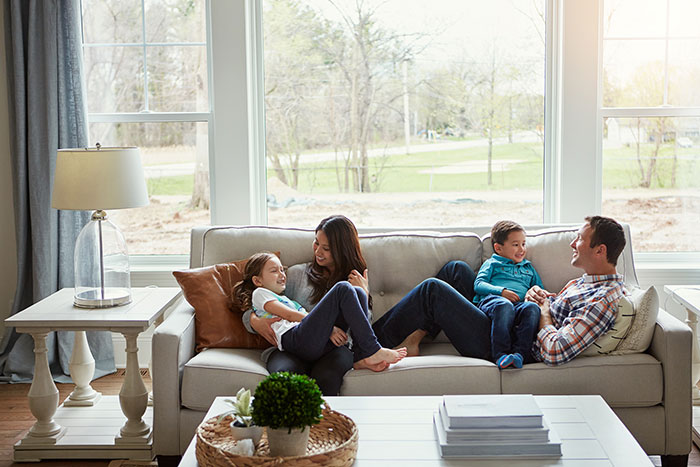 family on couch