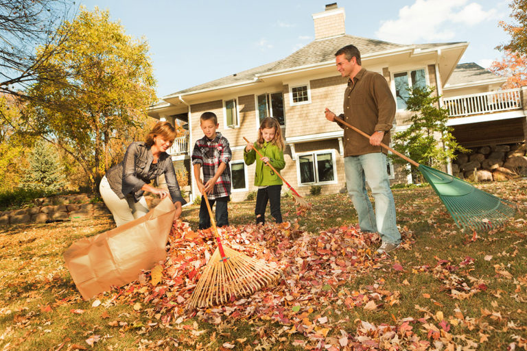 raking leaves